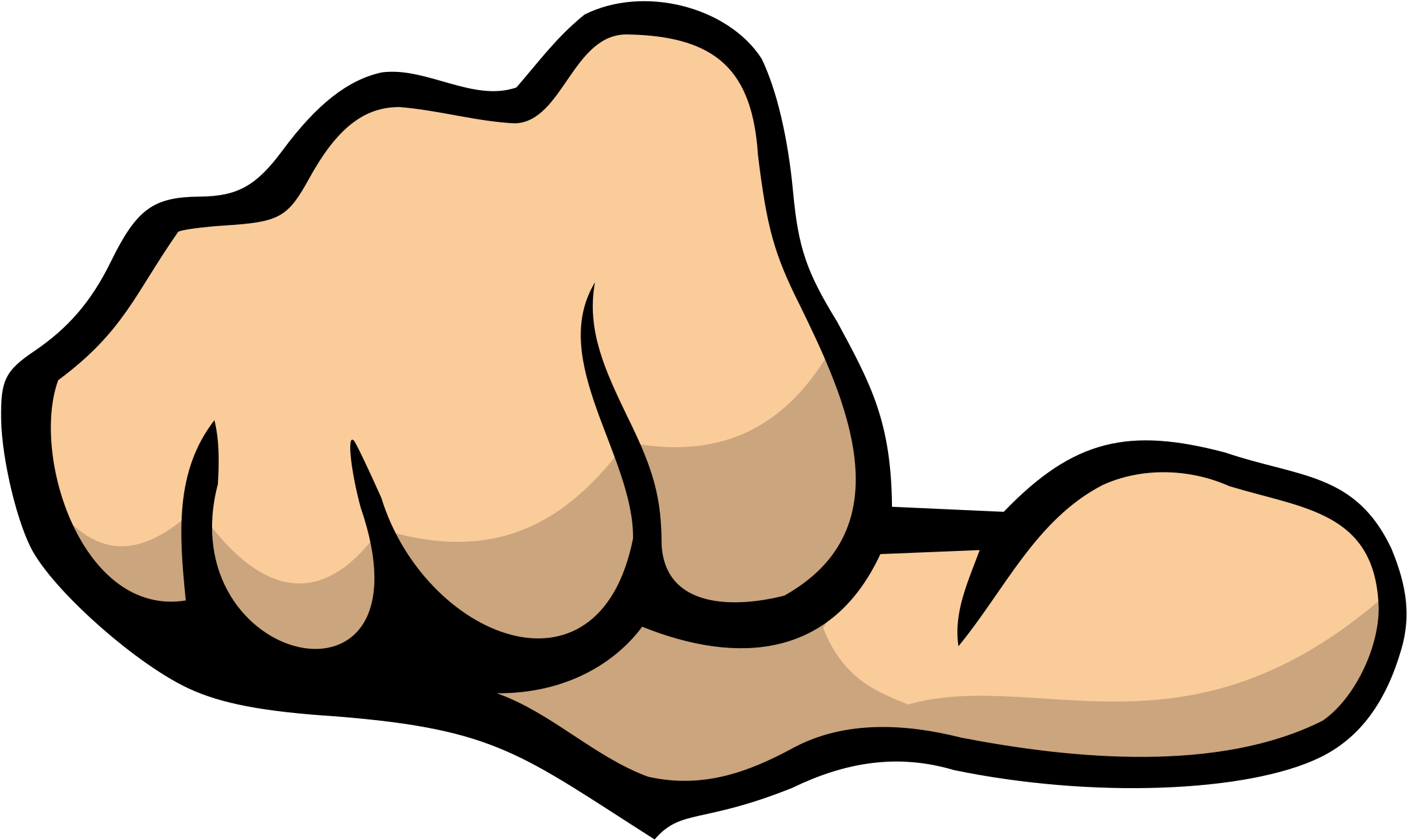 Hand, Human, Cartoon, Down, Thumb, Finger, Body - Sideways Thumb (640x382), Png Download