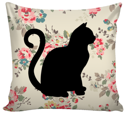 Floral Cats Square Pillow Cover "watercolor Flowers" - Cat Pillow Transparent Png (480x480), Png Download