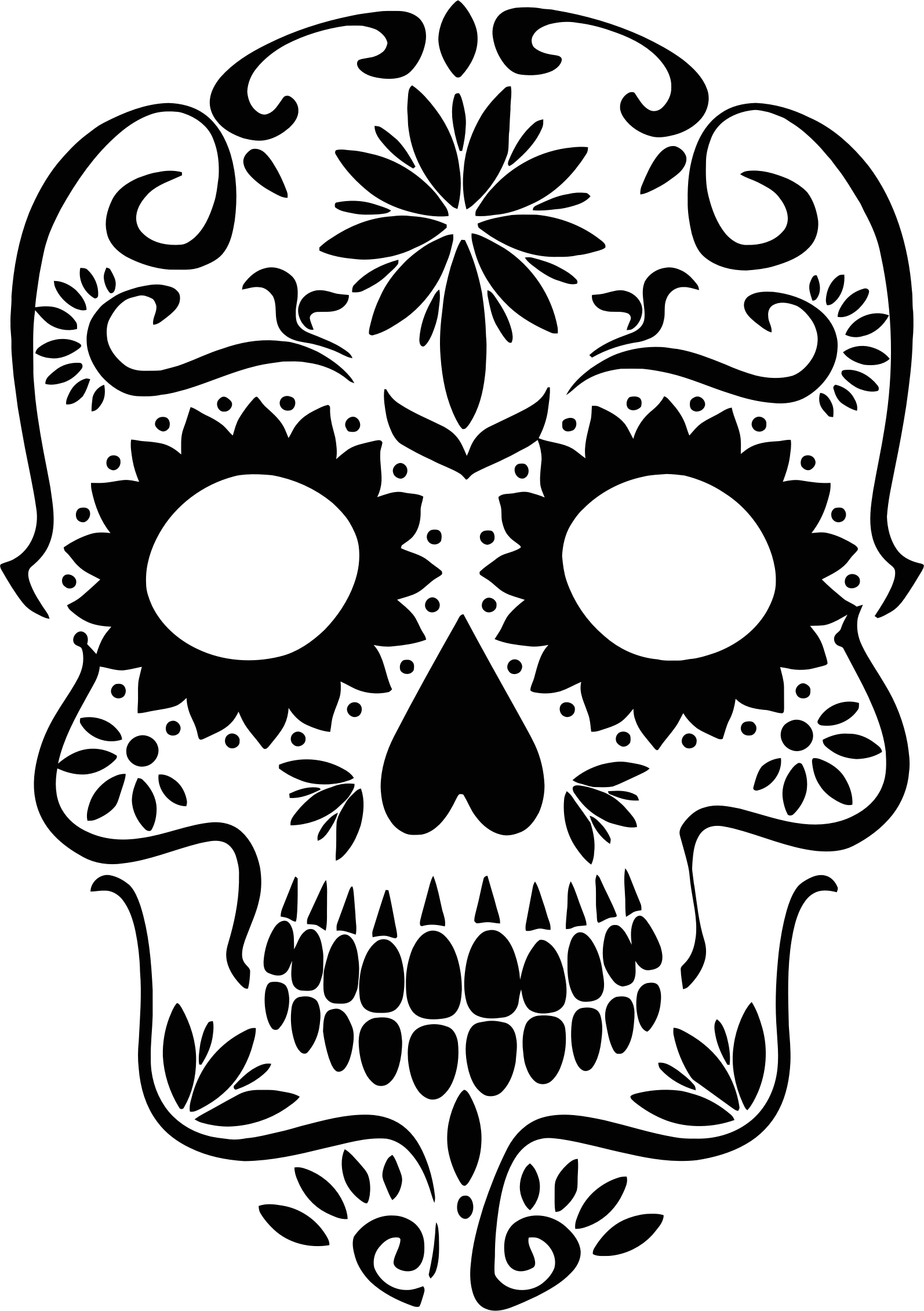 Clipart Royalty Free Download Silhouette Big Image - Clip Art Sugar Skull (1594x2262), Png Download