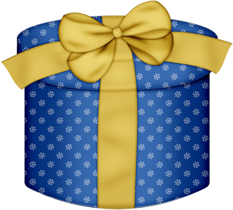Gift Clipart Gift Box - Blue Round Gift Box (585x532), Png Download