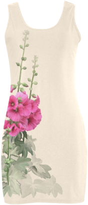 Pink Hollyhocks On Antique White, Watercolor Medea - Pink Flowers, Watercolors Canvas Print - Small By Ivaw (500x500), Png Download