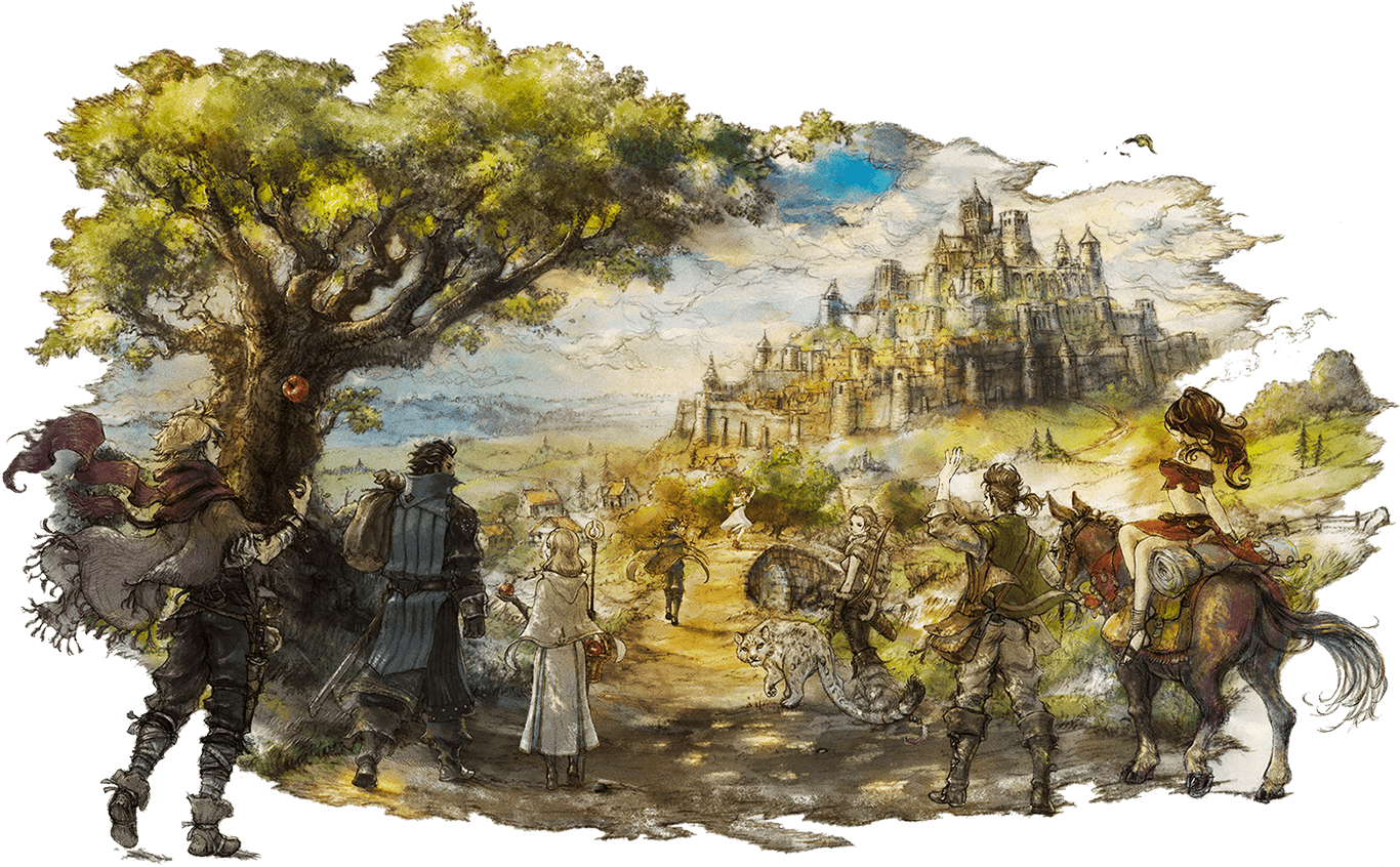 Octopath Traveler - Octopath Traveler Official Art (1400x900), Png Download