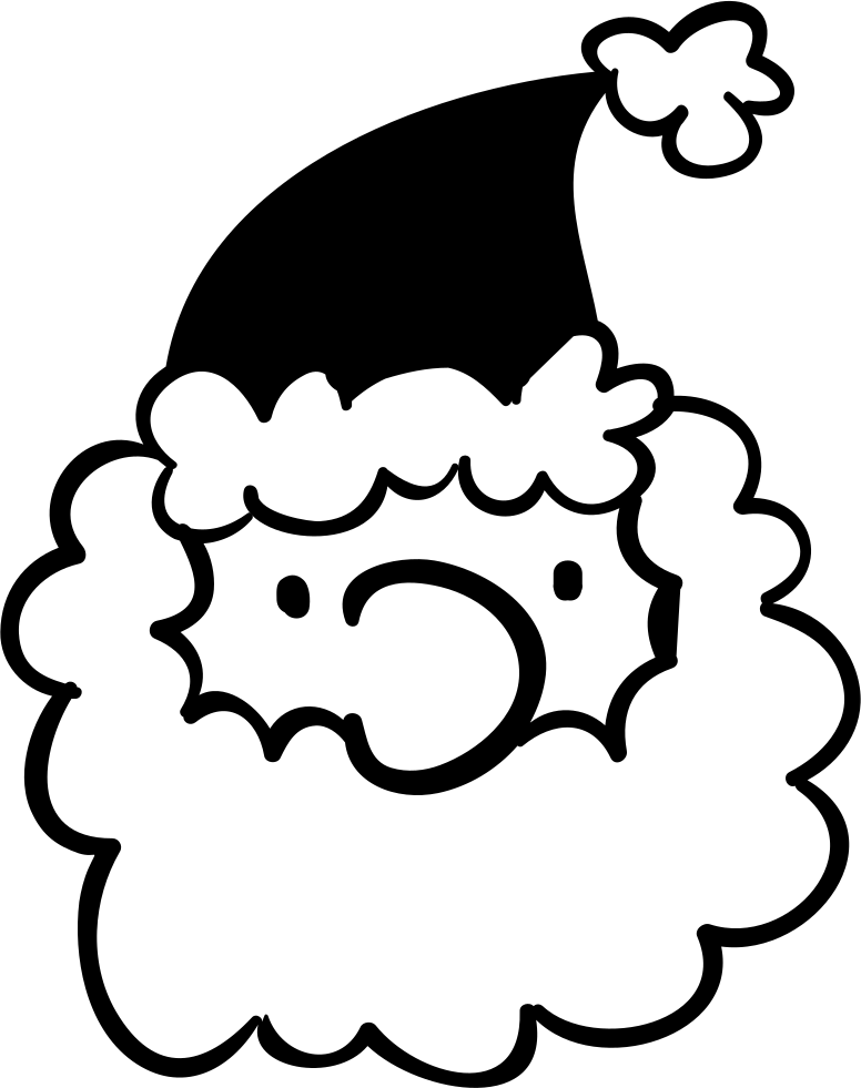 Santa's Head Wirh Curly Beard Comments - Cartoon Black And White Father Christmas (776x981), Png Download
