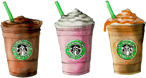 Starbucks Coffee Tumblr Drawing Download - Starbucks Illustration (500x307), Png Download