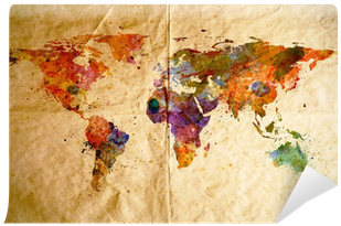 Watercolor World Map, Old Paper Background Wall Mural - Coupe Du Monde 2030 (400x400), Png Download