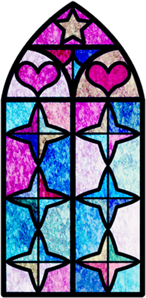 Window Mosaic Geometric Heart Star Watercolor - Social Media (1024x1024), Png Download