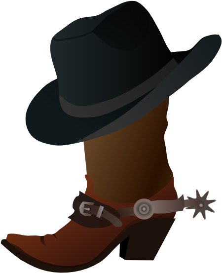Western Clipart Cowgirl Boot - Cowboy Boot And Hat Clipart (486x598), Png Download