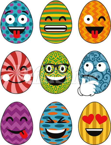 Nine Easter Eggs Emoji Faces - Onze Vader Gebed Tekst (600x600), Png Download