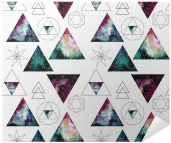 Pattern With Watercolor Nebula In Triangles And Sacred - Sacred Geometry (400x400), Png Download