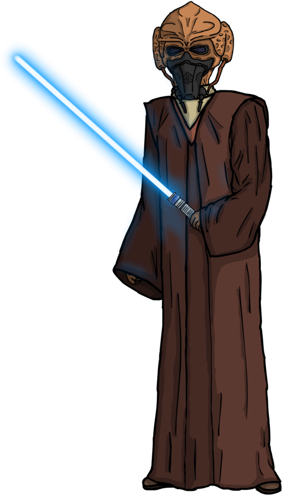 Plo Koon Drawing Star Wars Lightsaber - Star Wars Plo Koon Png (734x1089), Png Download