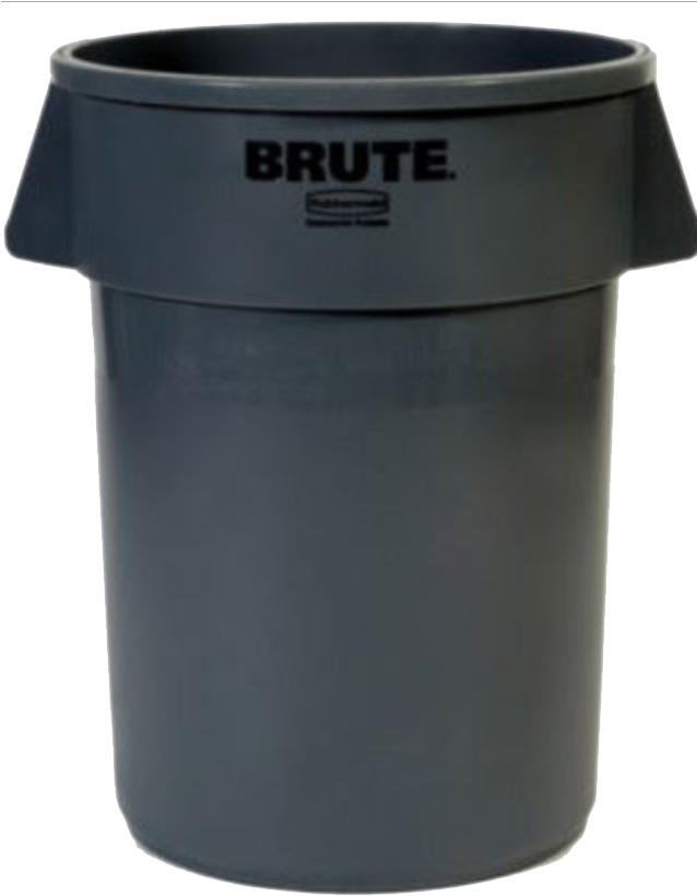 Trash Can Png - Rubbermaid 44 Gallon Gray Brute (2643) (637x830), Png Download