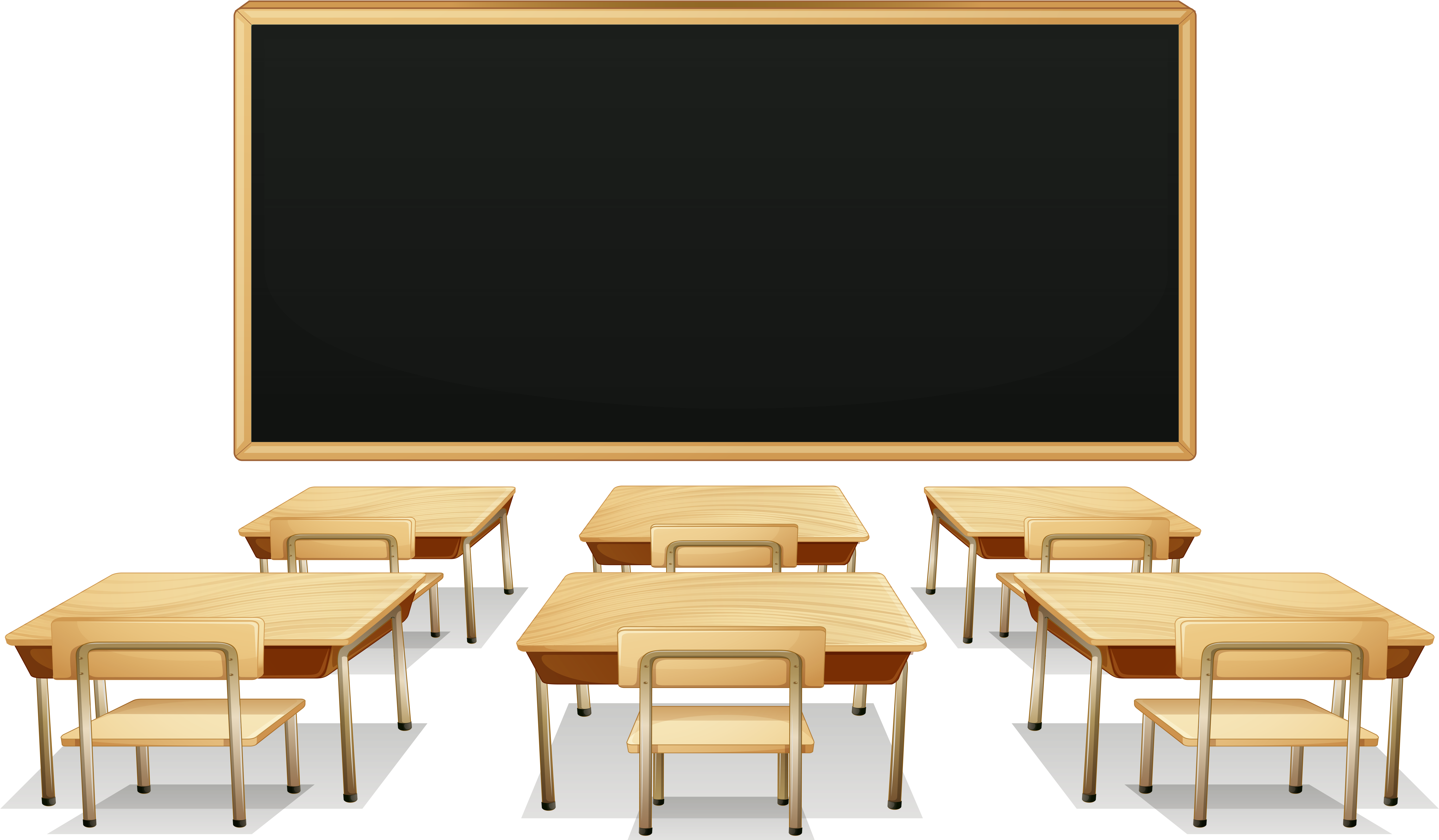 Banner Black And White Stock Classroom With Blackboard - School Desk Png (6168x3937), Png Download