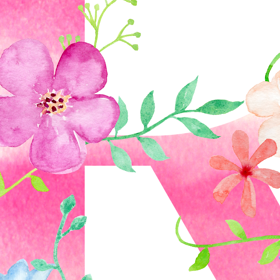 Watercolor Floral Letter R, Name Initial R, Capital - Png Letter R (900x900), Png Download
