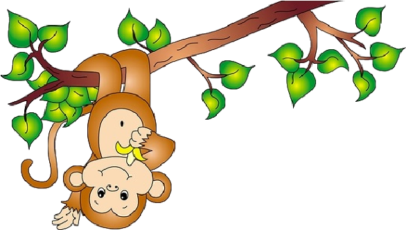 Monkey On A Vine Cartoon Clip Art - Monkey On Tree Cartoon (600x400), Png Download