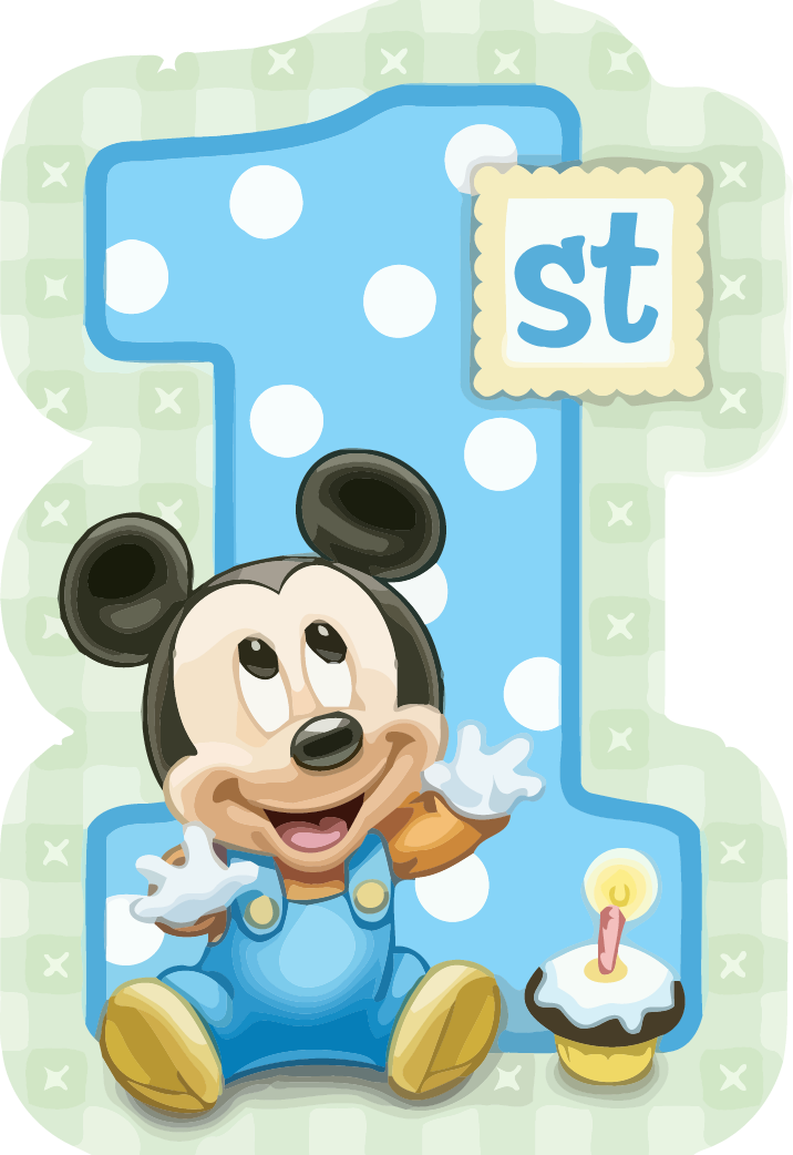 Mickey Mouse 1st Birthday Clipart Png - 1st Birthday Mickey Mouse (716x1042), Png Download