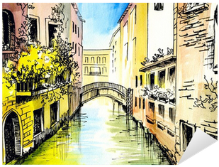 Сanal In Venice Sticker • Pixers® • We Live To Change - Designart 'canal In Venice' Cityscape Metal Wall Art, (400x400), Png Download