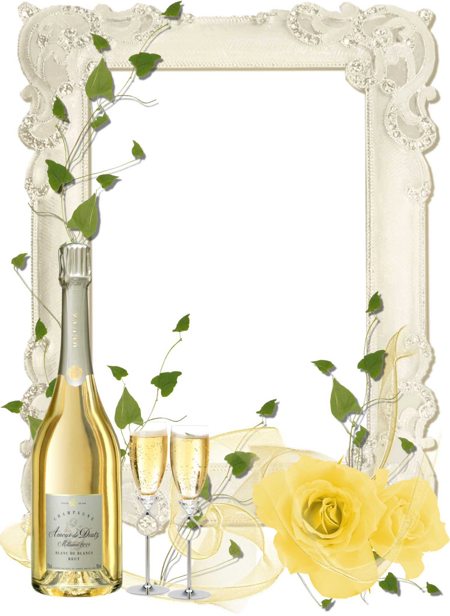 Champagne Frame (1500x2100), Png Download