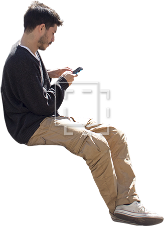 This Student His Waiting For The Bus And Sending A - Person Waiting Png (450x450), Png Download