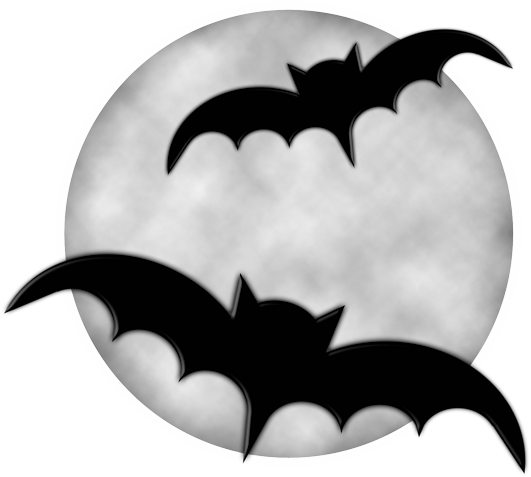Halloween Moon With Bats Png Clipart - Halloween Bat Clip Art (531x477), Png Download