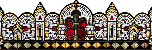 Catholic Stained Glass Window Png Pic - Shrine (640x213), Png Download