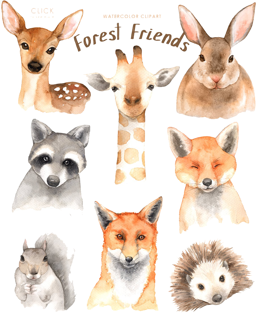 Watercolor Animal Material - Deer Pendant, Fawn Glass Necklace, Deer And Flowers (1024x1299), Png Download