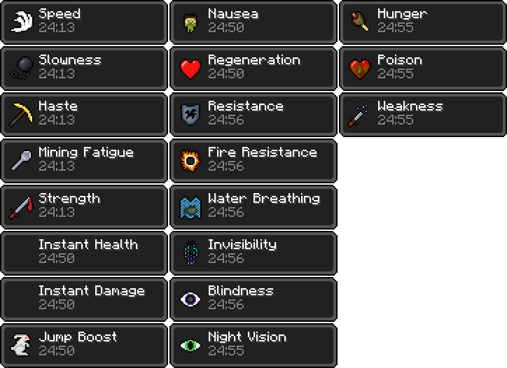 Minecraft Effects Png Clip Art Freeuse Library - All Minecraft Effects (724x526), Png Download