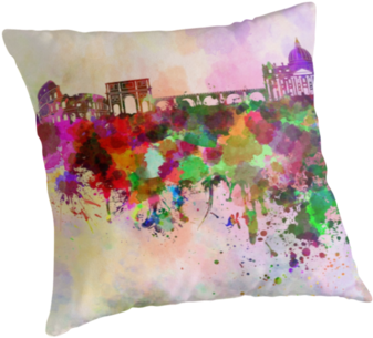 Rome Skyline In Watercolor Background By Paulrommer - Watercolor Painting (454x454), Png Download