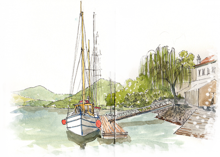 Beaches Or Little Harbours Like Zambujeira, Azenha - Painting (700x500), Png Download