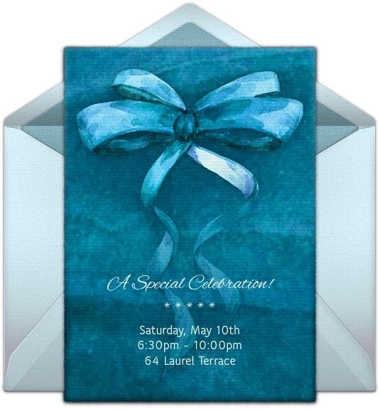 Watercolor Ribbon Online Invitation - Birthday (650x650), Png Download