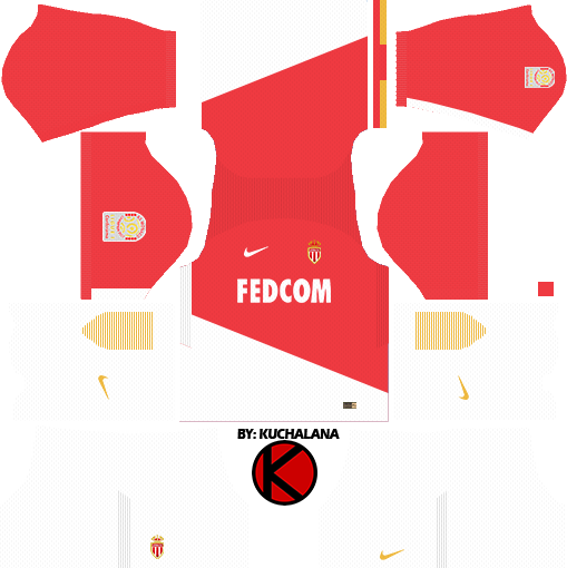 As Monaco Fc Nike Kits 2017/18 - Kit Dream League Soccer 2018 (509x510), Png Download