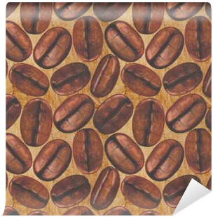 Seamless Pattern With Watercolor Coffee Beans On Old - Paper (400x400), Png Download