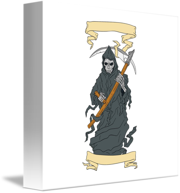 Clip Art Royalty Free Download Scythe Scroll By Aloysius - Grim Reaper Scythe Scroll Drawing Yard Sign (606x650), Png Download