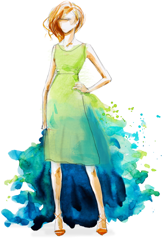 Model Image - Fashion Illustration Water Color (375x516), Png Download