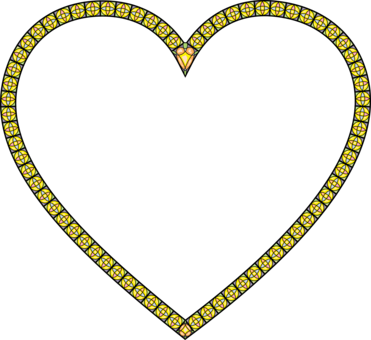 Window Stained Glass Picture Frames - Gold Love Frame Hd Png (371x340), Png Download