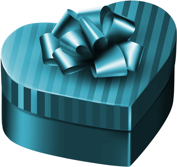 Luxury Box Png Image - Blue Heart Gift Box (600x569), Png Download