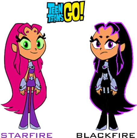 Starfire & Blackfire - Teen Titans Go Edible Frosting Sheet Cake Topper (552x480), Png Download