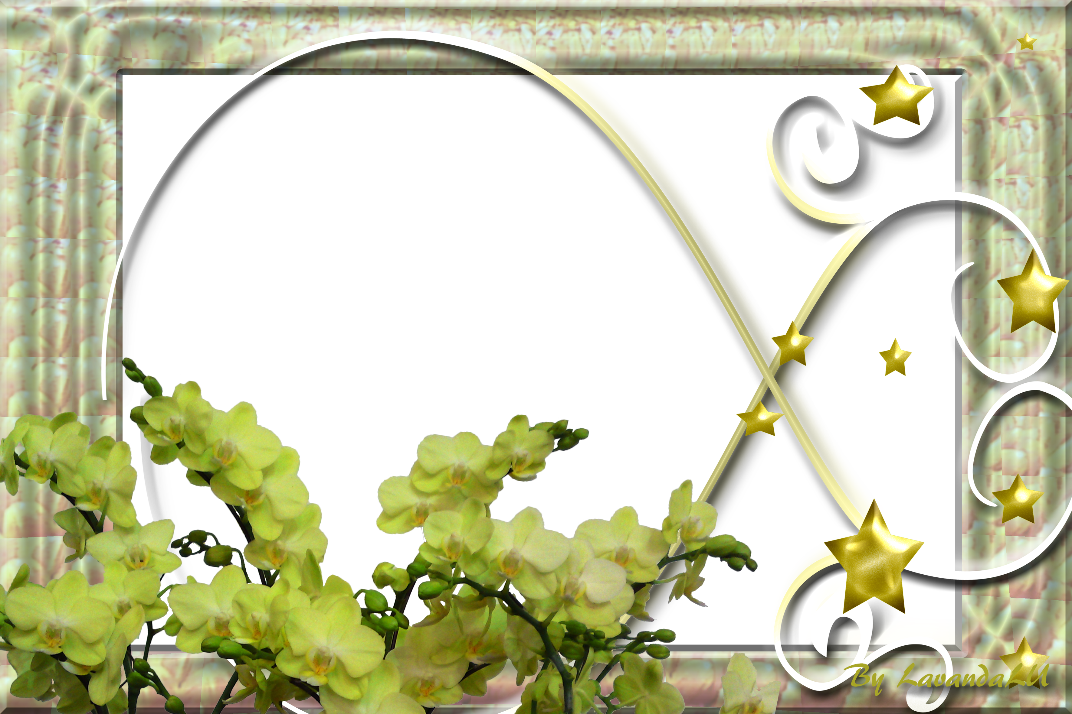 Frame D Flowers N Stars Window Image - Png Window Frame Free (3543x2362), Png Download