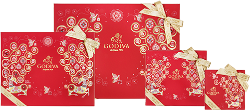 2017 Holiday Assorted Chocolate Gift Box - Godiva 20 Assorted Christmas Chocolates, 245g (500x290), Png Download
