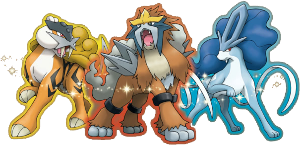 Legendary Beasts - Raikou Entei Und Suicune (640x331), Png Download