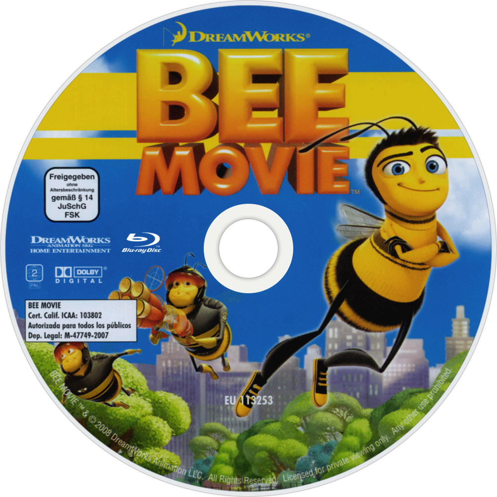 Bee Movie Bluray Disc Image - Bee Movie (family Icons Oring) Dvd (1000x1000), Png Download