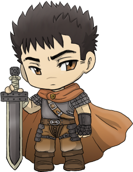 Guts Chibi By Silverhyena - Guts Berserk Kawaii (582x628), Png Download