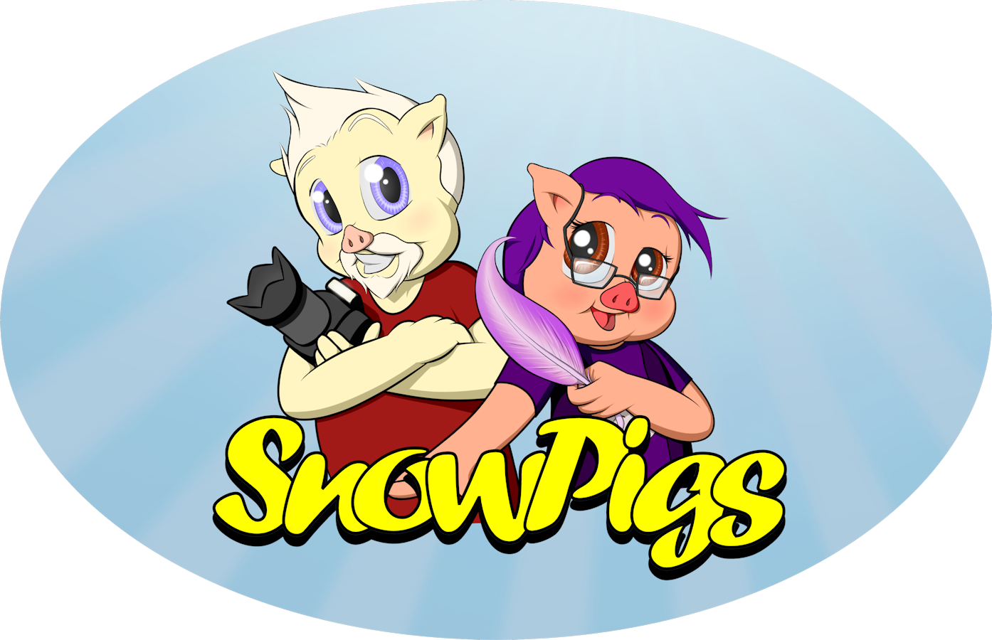 Snowpigs Sticker - Cartoon (1394x900), Png Download