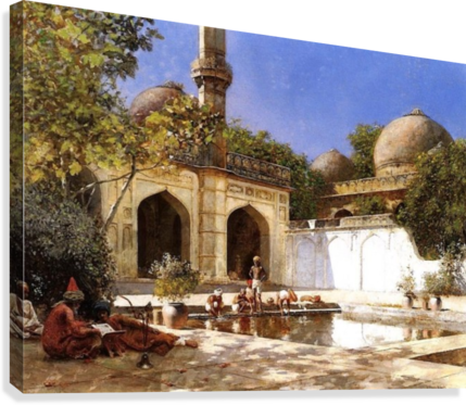 Figures In The Courtyard Of A Mosque Canvas Print - Figures In The Courtyard Of A Mosque (429x373), Png Download