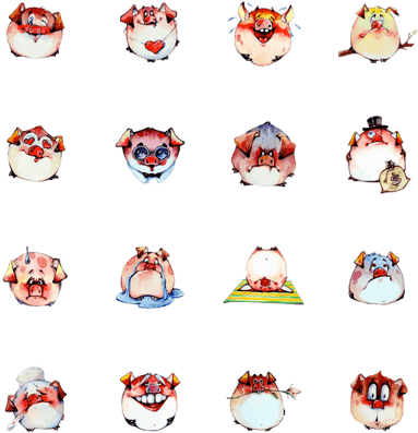 Watercolor Piggies (420x448), Png Download