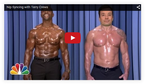 Jimmy Fallon And Terry Crews Are Seen Here 'nip Syncing' - Terry Crews Meme (596x348), Png Download
