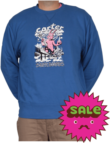 Rabbitzilla Men's Vintage French Terry Crew Neck Sweatshirt - Sweater (484x600), Png Download