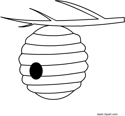 Black And White Beehive Clipart - Black (450x450), Png Download