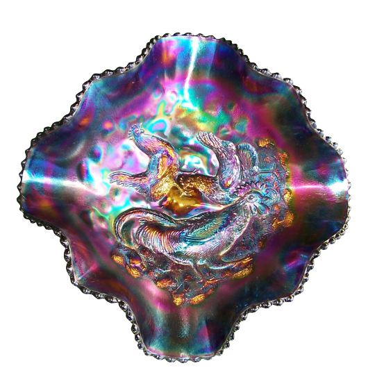 Dugan Farmyard Purple Diamond Ruffled Bowl - Fractal Art (540x543), Png Download
