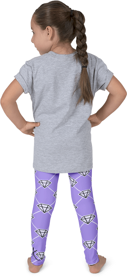 Kid's Purple Diamond Leggings - Cow Print Leggings Girls (1000x1000), Png Download