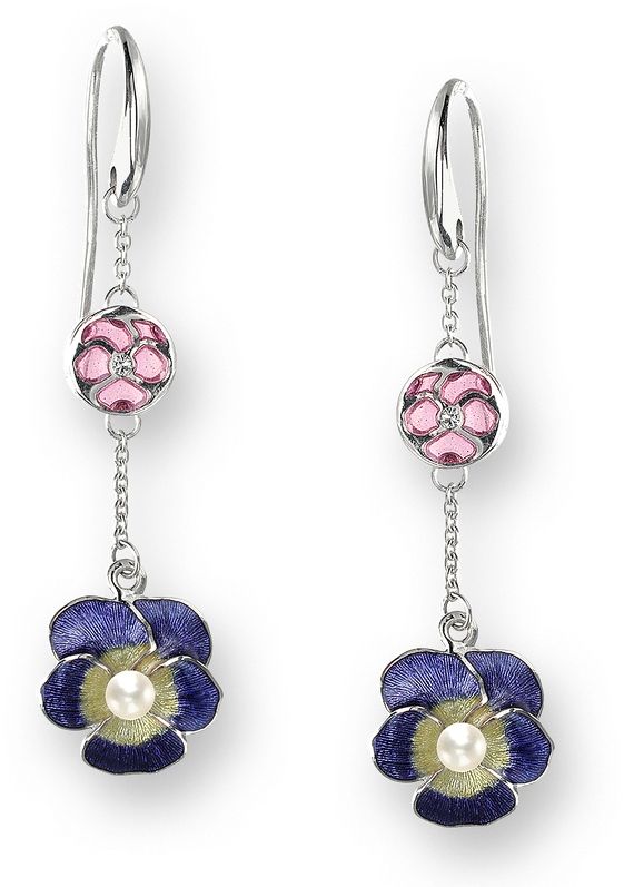 Nicole Barr Designs Sterling Silver Pansy Wire Earrings-purple - Nicole Barr Pansy Dangle Earrings (800x800), Png Download